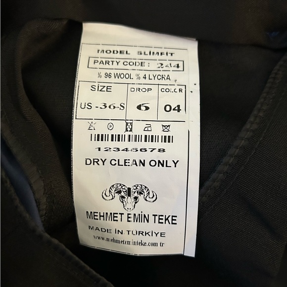 Mehmet Emin Teke Men's Dress Suit Pants Sz 36S Blue NWOT SLIM FIT Wool L… - Picture 9 of 9